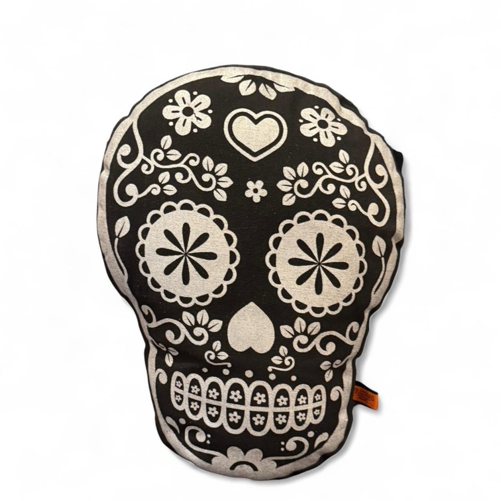 Black and White Skull Decorative Pillow